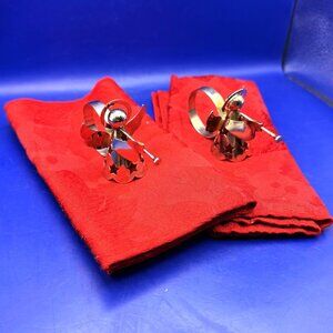 Kohl’s Make The Season Bright Poinsettia Napkins Angel Rings Set of 2 Holiday
